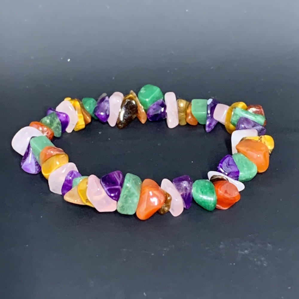 Mixed Stone Chip Bracelet Screw Back Clasp